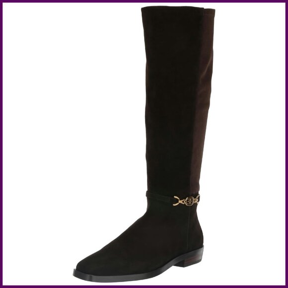 Knee-High Boots with Zipper Closure 1-Inch Heel Horsebit Detail